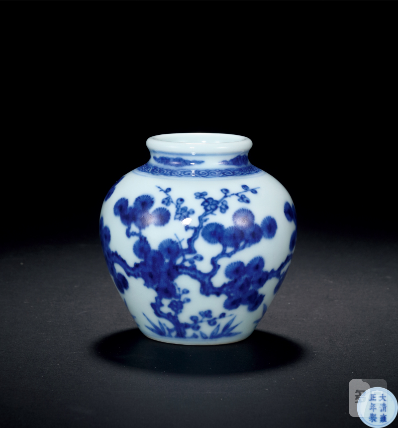 清雍正 青花松竹梅小罐 - 图2